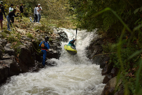 Sofia Reinoso paddling Sticky Hole rapid on the Alseseca.