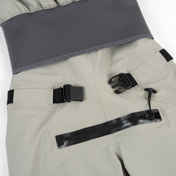 Immersion Research 7Figure Dry Suit in Lunar Dust Gray Waist Belt View