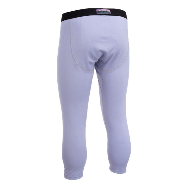 Light purple athletic pants with a black waistband on a white background