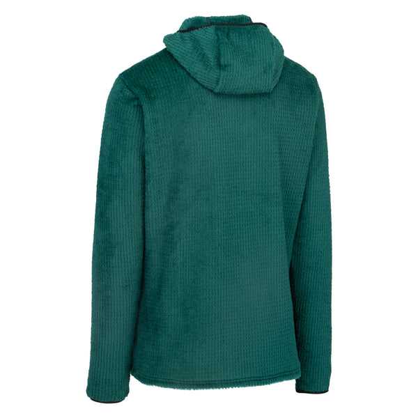 Green textured jacket with a hood on a white background