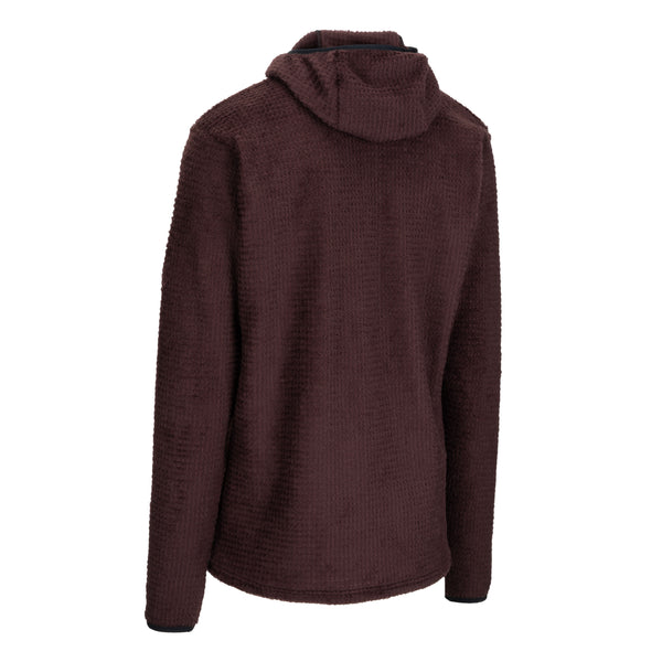 Cranberry sweater with a hood on a white background