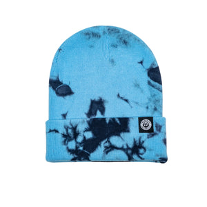 Immersion Research Blue Tie Dye Knit Beanie with rolled cuff