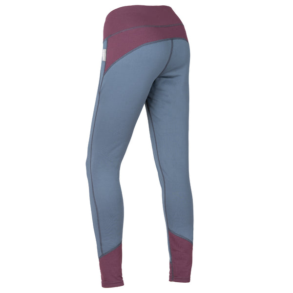 Back of Immersion Research Women's Polartec Fleece Susitna Base Layer Pants Blue-Gray/Maroon