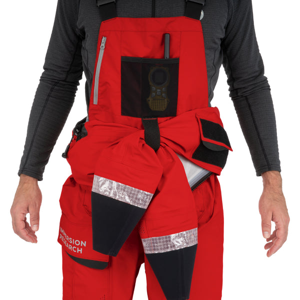 Immersion Research Operator SAR Dry Suit in Showtime Red with Internal Bibs