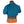  The backside view of short-sleeve paddle jacket in teal blue with neoprene neck and bicep gaskets and an orange tunnel displayed against a white background.