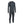A dark gray full-body fleece suit with long sleeves and integrated leg warmers, featuring a contrasting dark charcoal neck panel and a small teal logo on the left chest, displayed on a solid white background.