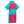 Turquoise and pink poncho with a hood on a white background