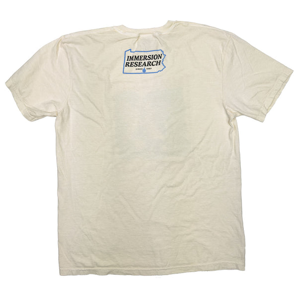 Back of immersion research brand logo tshirt showing an outline of the state of Pennsylvania.