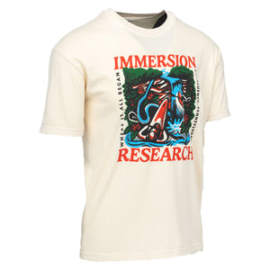 White t-shirt with colorful graphic and 'Immersion Research' text on a white background