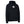 Black hoodie with a logo on the chest against a white background
