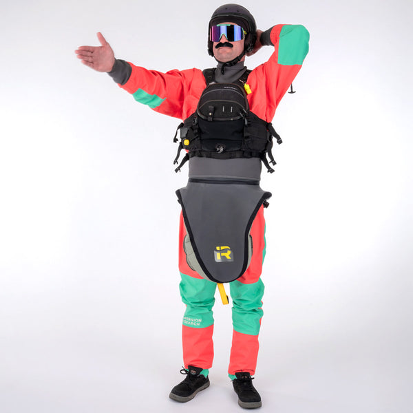 Man wearing Immersion Research 7figure Dry Suit Miami Vice