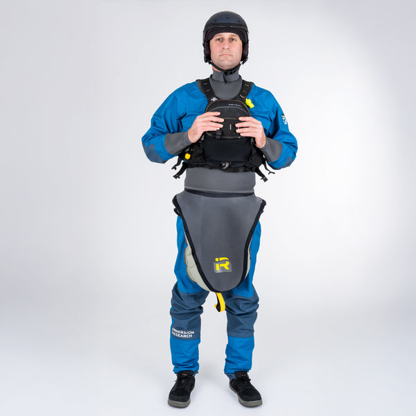 Man wearing Immersion Research 7figure Dry Suit Interstellar