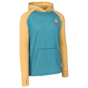 Immersion Research Polartec Power Wool Highwater Hoodie in Ginger Yellow and Peacock Blue