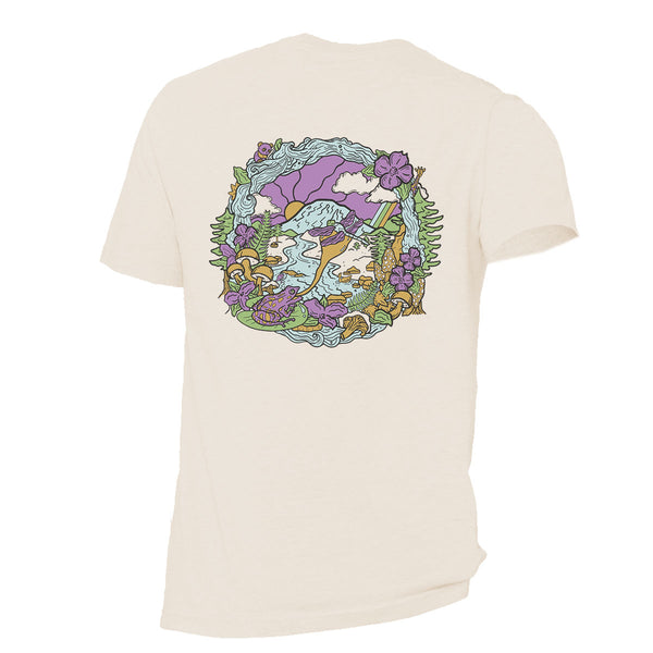 Immersion Research Merry Mushroom T Shirt with large nature themed graphic on the back