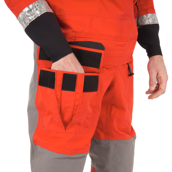 Immersion Research Operator SAR Dry Suit Showtime Right Leg Pocket Opened