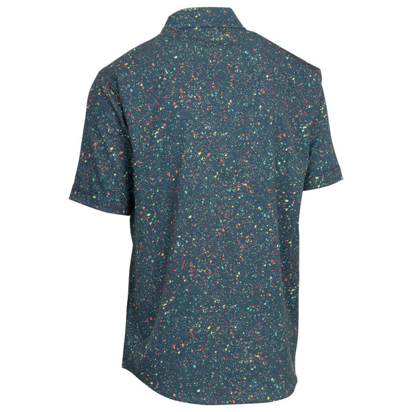 Back of Immersion Research Button Up Short Sleeve Party Shirt in Big Splatter color