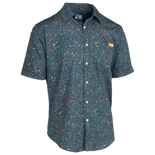 Immersion Research Button Up Short Sleeve Party Shirt in Big Splatter color
