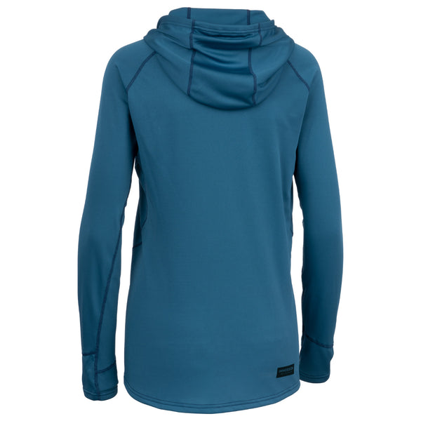 back of Women's Immersion Research Scorcher Sun Hoodie Steel Blue