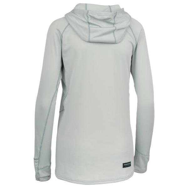back of Women's Immersion Research Scorcher Sun Hoodie Pistachio Green