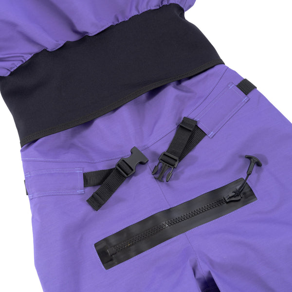 Immersion Research 7figure Dry Suit Purple Drank relief zipper and belt