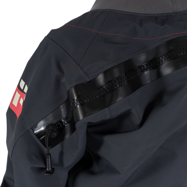 Immersion Research Women's Sahalie Dry Suit Basalt Black rear zipper detail