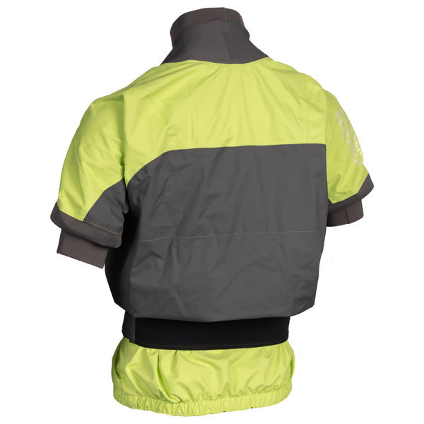 Back of Immersion Research Short Sleeve Rival Paddling Jacket Light Green and Gray
