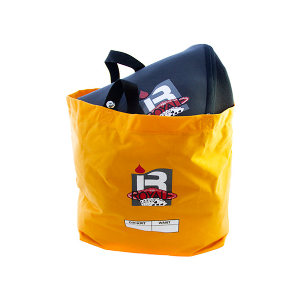 Immersion Research Royale Spray Skirt packed in reusable grocery bag